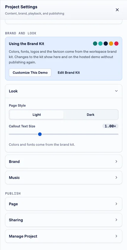 A demo linked to the brand kit.